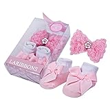 LaRibbons 幼児 エッセンシャル ベビー 女の子 かぎ針編み ヘアバンド & ソックス ギフト セット (セット 4)