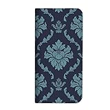 mitas IS03 IS03 ケース 手帳型 ベルトなし ダマスク 花柄 フラワー ネイビー (309)NB-0039-NV/IS03
