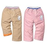 (ピンク/95cm)ベビー服 女の子 ロング パンツ ボトム 裏フリース エステルピーチ 保温効果 柔らかく快適 ロゴプリント ウエストゴム 女児 ベビー