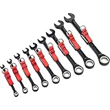 Stanley Proto JSCR-9S-TT Tether-Ready 9-piece Black Chrome Non-Reversible Combination Ratcheting Wre