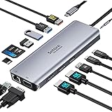 USB-C ドッキングステーション デュアルモニター USB C デュアルモニター 2×HDMIアダプター トリプルディスプレイ 4K HDMI&VGA 14個の接続 3×USB3.0&2×USB2.0 ギガビットイーサネット 100W PD SD/TFカードリーダー Type-Cデータ転送 3.5mmオーディオ