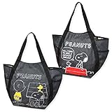 ( レッド )子供 トート 手提げ バッグ マザーズバッグ 女の子 PEANUTS ピーナッツ スヌーピー デニム風 バルーン型 キャラプリント 女児 キッズ ジュニア レディース