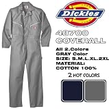 【アウトレット】ディッキーズ 長袖 つなぎ LONG SLEEVE COVERALLS 「48700」 「綿100%」 色:GRAY サイズ:S