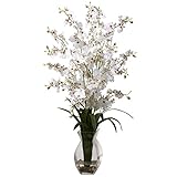 Nearly Natural 1294-WH Dancing Lady Orchid with Vase Arrangement, White [並行輸入品]