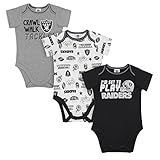 Gerber Childrenswear NFL Oakland Raiders Boys 20183パック半袖さまざまなボディスーツ、ブラック、3 – 6ヶ月