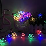 Jimeng　桃花　LEDストリングライト　イルミネーションLEDライト　ソーラーパネル ソーラー充電式　全長7ｍ　LED50灯　カラフル