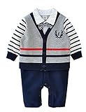 Mchild ベビー服 スーツ風 ボディースーツ ロンパース 赤ちゃん カバーオール 新生児 長袖 春秋着 子供服 蝶ネクタイ キッズ フォーマル 男の子 出産祝い 写真撮影 冠婚葬祭 結婚式 七五三