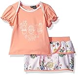 GUESS Baby Girls' Set-Short Sleeve T-Shirt and Diaper Cover Just Peachy 3/6M [並行輸入品]