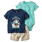 カーターズ Carter's 男の子用紺海賊船Tシャツ半袖ボディスーツお出かけ用上下3点セット (18months(78-83cm)) [並行輸入品]