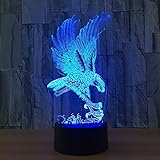 Eagle 7色ランプ3dビジュアルLEDナイトライトfor KidsタッチUSBテーブルLampara Lampe Baby Sleeping Nightlight