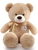 MIXUS ぬいぐるみ 大きい くま/クマ ぬいぐるみ/大きい ぬいぐるみ/テディベア/teddy bear/抱き枕 ぬいぐるみ/ぬいぐるみ 特大/プレゼント/お祝い/店飾り/子供プレゼント/誕生日プレゼント (ライトブラウン, 100cm)