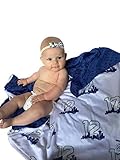 Baby Boobear元のシアトルシーホークス12の、ブルー&ライムMinkyドットベビー& Lap Blanket Seattle Skyline