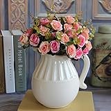 Kicode 15人のヘッズ 11 "5支店 ローズフラワーブーケ人工アジサイ ウェディングインテリアブライダルブーケホテルDIY Craft フェイクシルク