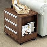 日本製 幅50cm 引出し付きサイドテーブル ブラウン