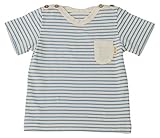 オーガニックコットン yuga☆ボーダー半袖Tシャツ ブルー 80cm オーガニックコットン100% ベビー 服 男の子 女の子 兼用 出産祝い Tシャツ プレゼント 綿100%