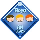 Three Boys On Board Car Sign New Baby / Child Gift / Present / Baby Shower Surprise by mybabyonboard