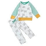 (プタス)Putars ベビー服 子供服 上下セット Tシャツ 長袖 男の子 クロス柄 可愛い 春 秋 冬 スポーツ 運動会 旅行 記念日 プレゼント 6-24ヶ月