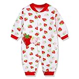 エルフ ベビー(Fairy Baby)ベビーカバーオールロンパース 長袖 春秋 出産祝い 可愛いいちご柄 3M