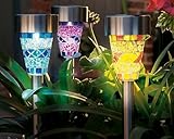 IFLYINGソーラーLEDライト　3パック　モザイク装飾ステークライト　3色　庭の装飾ステークライト　クリスマス　ソーラーガーデンライト