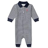 Ralph Lauren(ラルフローレン) 鹿の子ボーダポロカバーオール(Navy) 9M(6-9ヶ月) [並行輸入品]