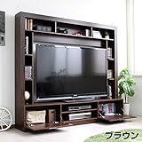 【期間限定セール】テレビ台 ハイタイプ 鏡面 壁面家具 リビング壁面収納 60インチ対応 TV台 テレビラック ゲート型AVボード 190cm幅 ブラウン PD003-BR