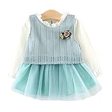 WIN　キッズワンピース フォーマル女児 キッズ 服 子供 長袖 女の子 ガールズ ワンピース 韓国スタイル 結婚式 発表会 入園式 入学式 卒園式 卒業式 七五三 パーティー (80cm, ブルー)