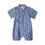 【海外直送品】(ポルトプエルト) Porto Puerto 和風 半袖 甚平 男の子 女の子 ベビー 赤ちゃん 73㎝ 桃色(A) 桃色(B) 白色(B) 紺色(B) 浴衣 半ズボン (ネイビーB)