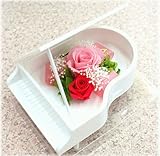プリザーブドフラワー グランドピアノ白のアクリルの器にアレンジ【クリアケース付】 長持ちする花クロスリースタイル