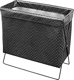 サキ サイドワゴン ブラック 約幅43×奥行20×高さ41(本体33) cm メッシュレザー調 合皮 M