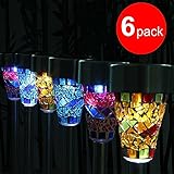 RioRand ステンドグラス風デザインのモザイクソーラーライト 自動点灯/自動消灯 ソーラーライト 電源不要　防水　ガーデンライト（6個セット）