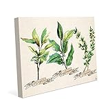 Herbs Watercolor Painting Onライトブラウンアートのキッチン壁アートプリント 16x20 KIT0000204CAN16X20TXX