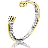 UNY JEWEL Jewelry Make a Statement With Our Two Tone Twisted Cable Wire Ball Weave Cuff Bangle Makes a Thoughtful and Stylish