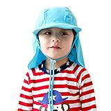 ５０＋ UPF 紫外線 UVカット 幼児の帽子 フラップ付き ベビー 赤ちゃんキャップ キッズ 帽子 女の子 男の子 男女児 5カラー(2〜8歳)【海外直送品】 (M(48~50cm), Sky)