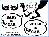 BABY IN CAR 楽しい おもしろい ステッカー MONKEY サル CHILD IN CAR 黒 #P01.