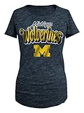 NCAA Michigan Wolverines Women 's Tri Blend半袖スクープネックTシャツ、ミディアム、ヘザーネイビー