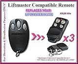 3 x Liftmaster 94335e交換用リモート制御互換リモートコントロール交換用送信機、433.92 MHzローリングコード。3トップ品質交換用リモコンfor the best価格