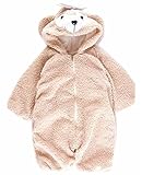 (チェリーレッド)CherryRed 男の子 女の子 ロンパース フード付き 着ぬいぐるみ もこもこ クマちゃん パジャマ フード付き ベージュ 100