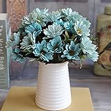 Kicode デイジーの花 花フラワーブーケ 人工春シルク 5つの支店 10頭 2パック ホームホテルオフィスウェディングパーティーのための庭のクラフトアートインテリア