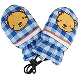 ベビーミトン 手袋 赤ちゃん ベビー 男の子 クマ ミトン手袋 ひも付き てぶくろ サックス TS(3-4才)