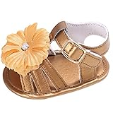 (カエルフロッグ)女の子　ベビー おしゃれ 靴　フラワー モチーフ サンダル　 赤ちゃん キッズ 履き心地 柔らか マジックテープ 滑り止め 付き 可愛い 花 女の子 シューズ　ゴールド　0-6ヶ月　
