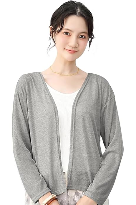 Amazon | WOFOSY カーディガン レディース Vネック ショート丈 夏用 
