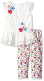 Rare Editions Little Girls' Embroidered Top to Floral Legging Set Ivory/Multi 4 [並行輸入品]