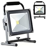 KAWELL LED 投光器 30W 充電式 バッテリー内蔵 長時間点灯可能 地震 防災対策 災害現場に大活躍 ポータブル式(ブラック) …