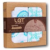 LAT 2-Pack Unisex Baby 70% Bamboo 30% Cotton Muslin Swaddle Blanket 47 x 47 Large Extra Soft Muslin