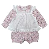 【H28年春物】(日本製) Pample Mousse(パンプルムース) 編み花付きセットロンパース 60cm/OW NO.DP-61512