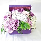 花 誕生日プレゼント女性 プレゼント ソープフラワー フレグランス フラワー 造花 (お花の宝石箱パープルＳ)