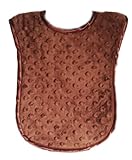 Patricia Ann Designs Chocolate Minky Dot Reversible Bib, Tan Fleece and Chocolate Satin Trim by Patr