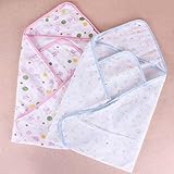 XSW ブランケット・スプラッシュラップ浴室ローブのフード付きのタオル2色の布で簡単なラッピングベビー (男の子の色)