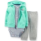 カーターズ Carter's 男の子用 ミントグリーンLittle Mateサメさん刺繍入りフード付きカーディガンジャケット 上下 3点セット パーカー ベビー服 並行輸入 (24months(83-