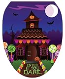 トイレTattoos Haunted House装飾アップリケfor Toilet Lid Elongated TT-H701-O 1